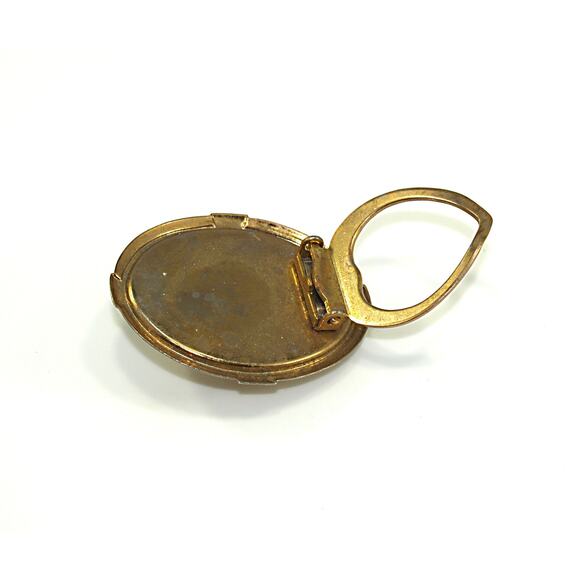 Vintage Floral Celluloid Scarf Clip, Cameo Style, 1940s Jewelry - Picture 5 of 10